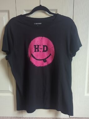 Harley-Davidson Black Short Sleeve Tee with  Smiley Graphic/XL